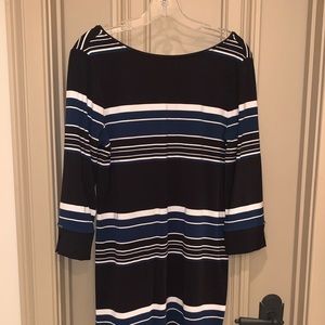 White House Black Market  striped 3/4 sleeve dress